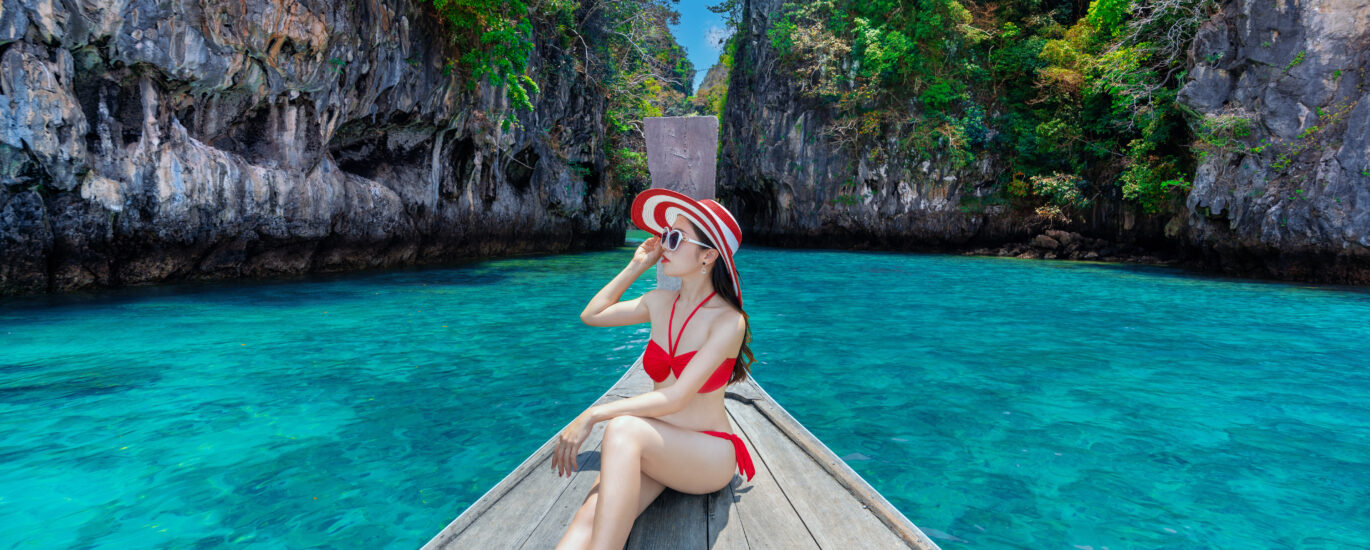 Beautiful Patong Beach in Phuket with turquoise water and white sand